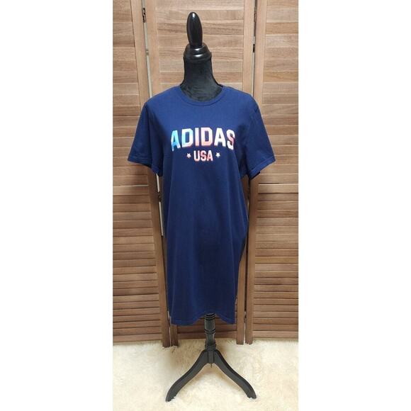 Adidas Women's Americana USA Navy Blue Cotton Tee T-Shirt Dress Size XL - Picture 2 of 8